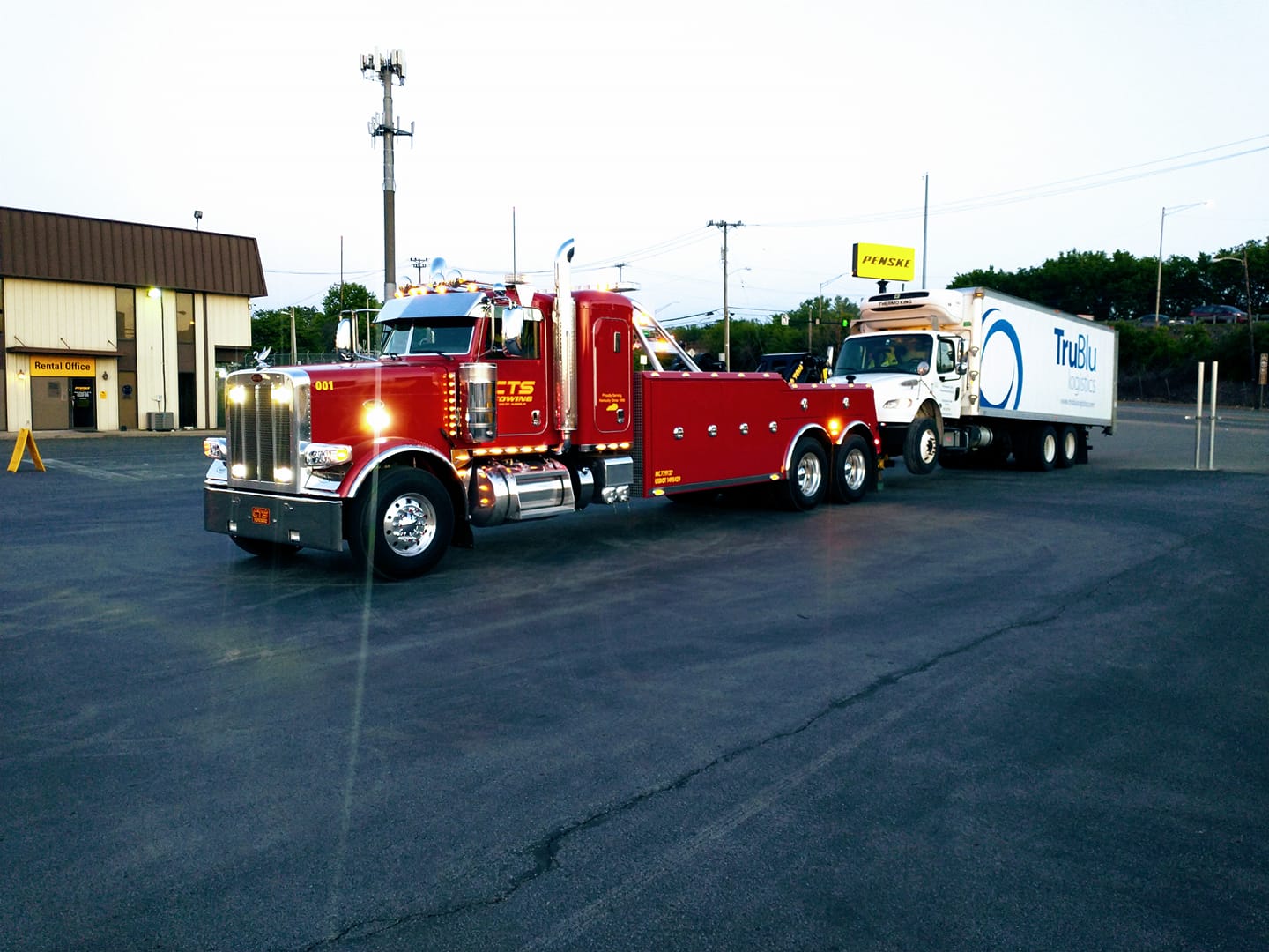 pulling TruBlu company truck