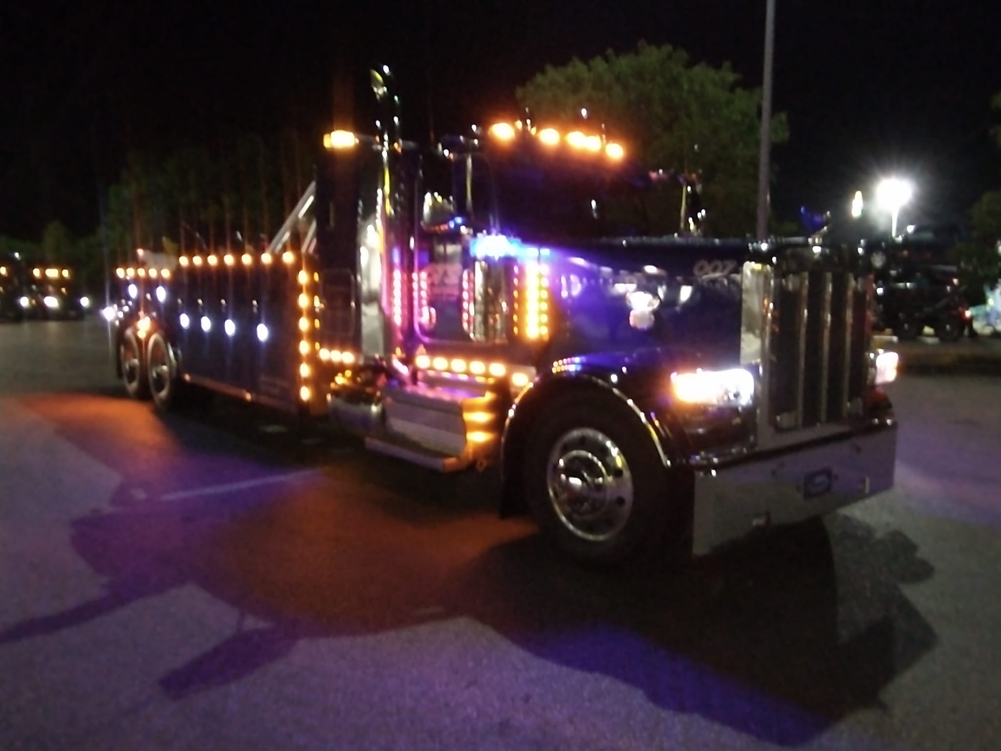 tow truck at night