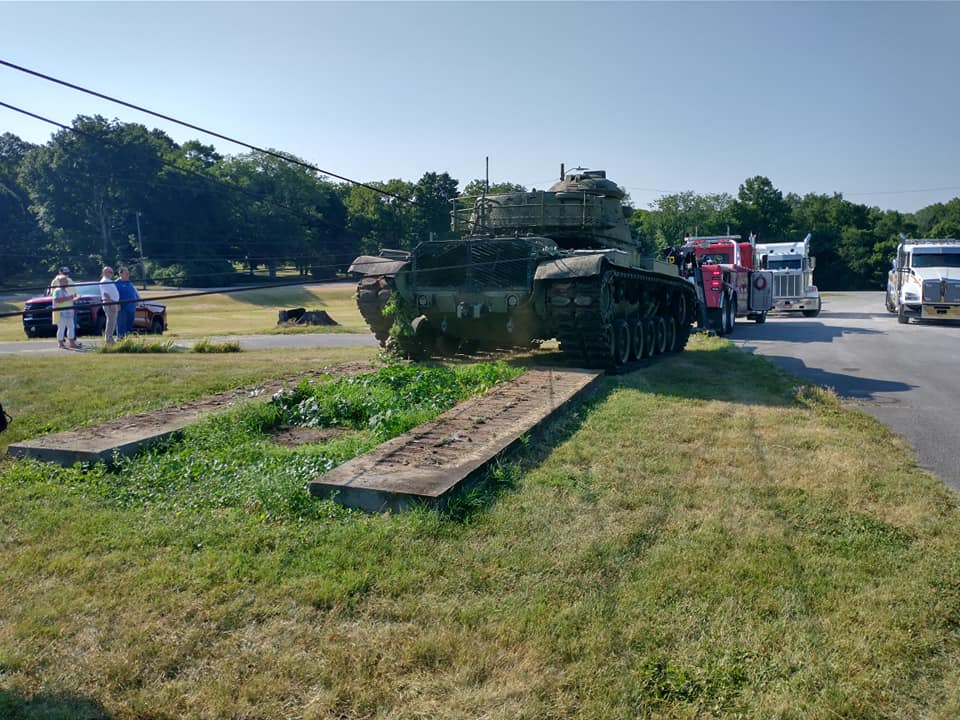 pulling military tank